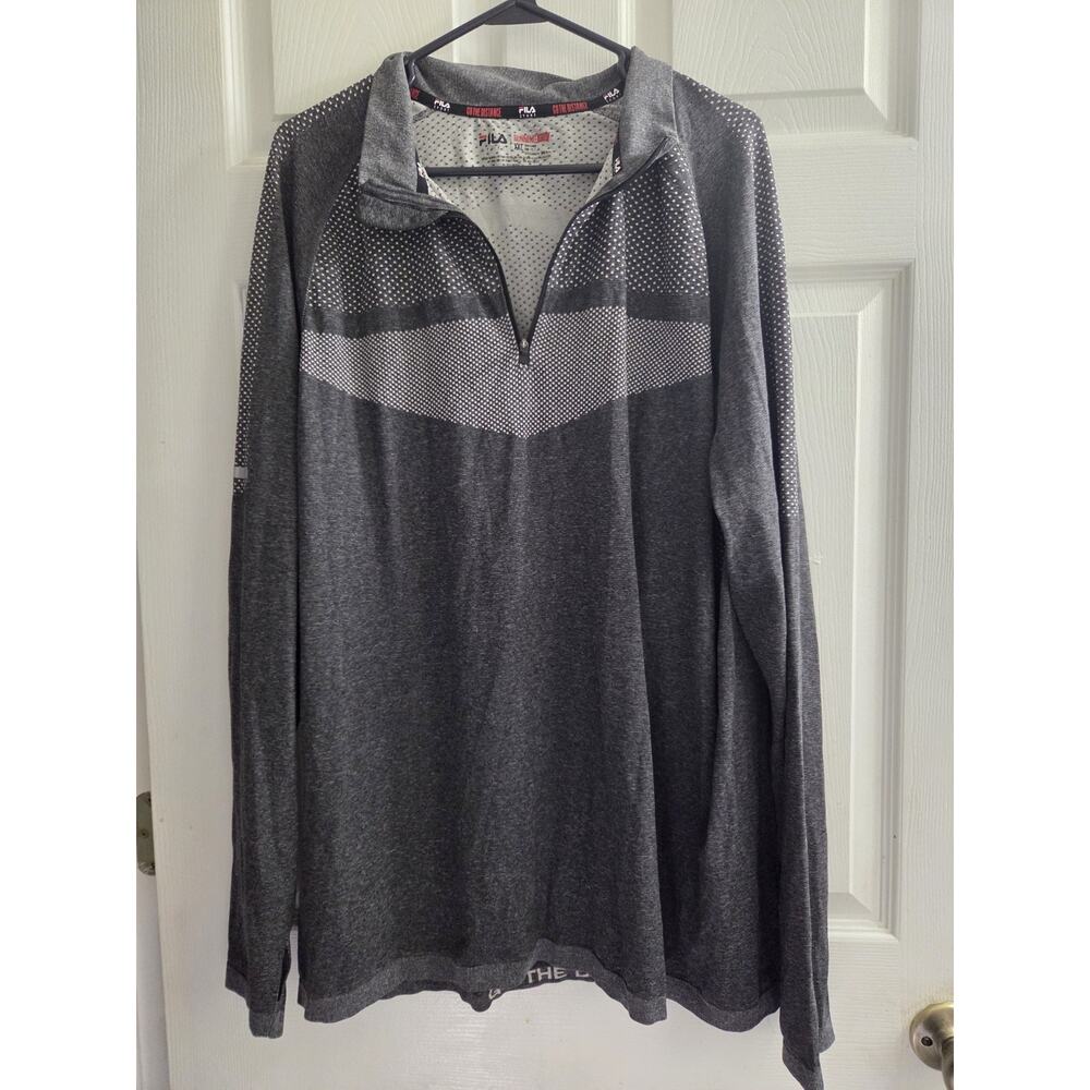 Fila Sport Fitted 1/4 Zip Running Fitted Shirt Mens Size XXL Gray Long Sleeve